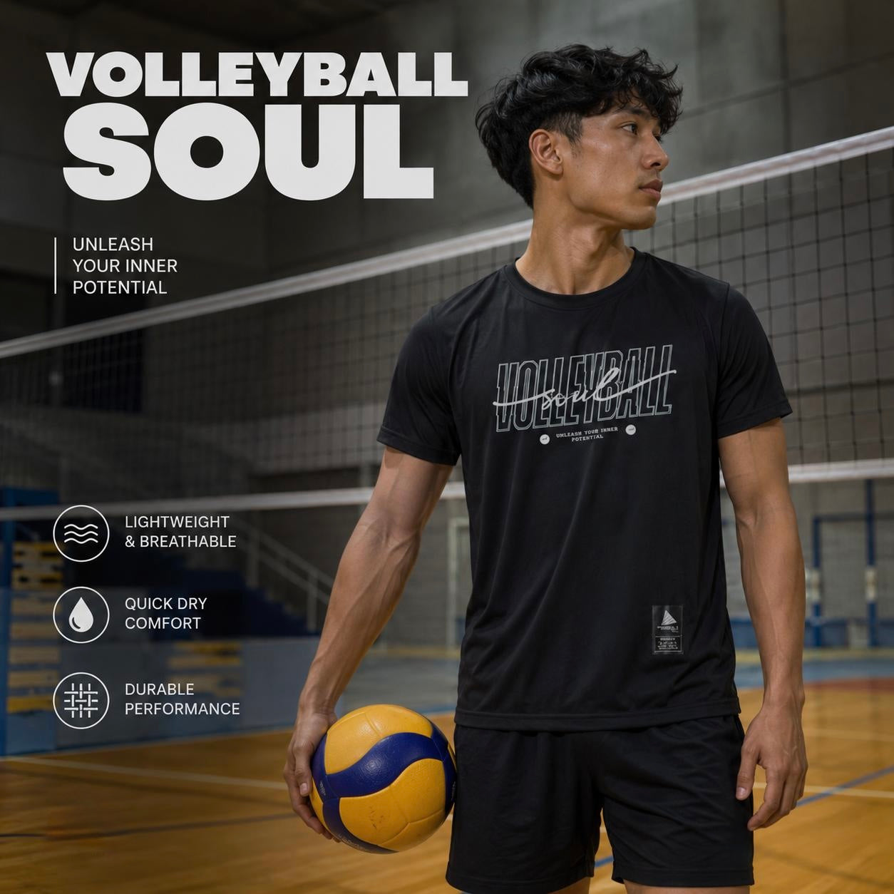 排球魂 VOLLEYBALL SOUL 排球速乾訓練T恤｜男女同款運動服｜輕量透氣排球服